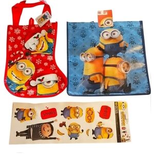 NEW Minions Stocking, Wall Decal & Tote Bag Bundle